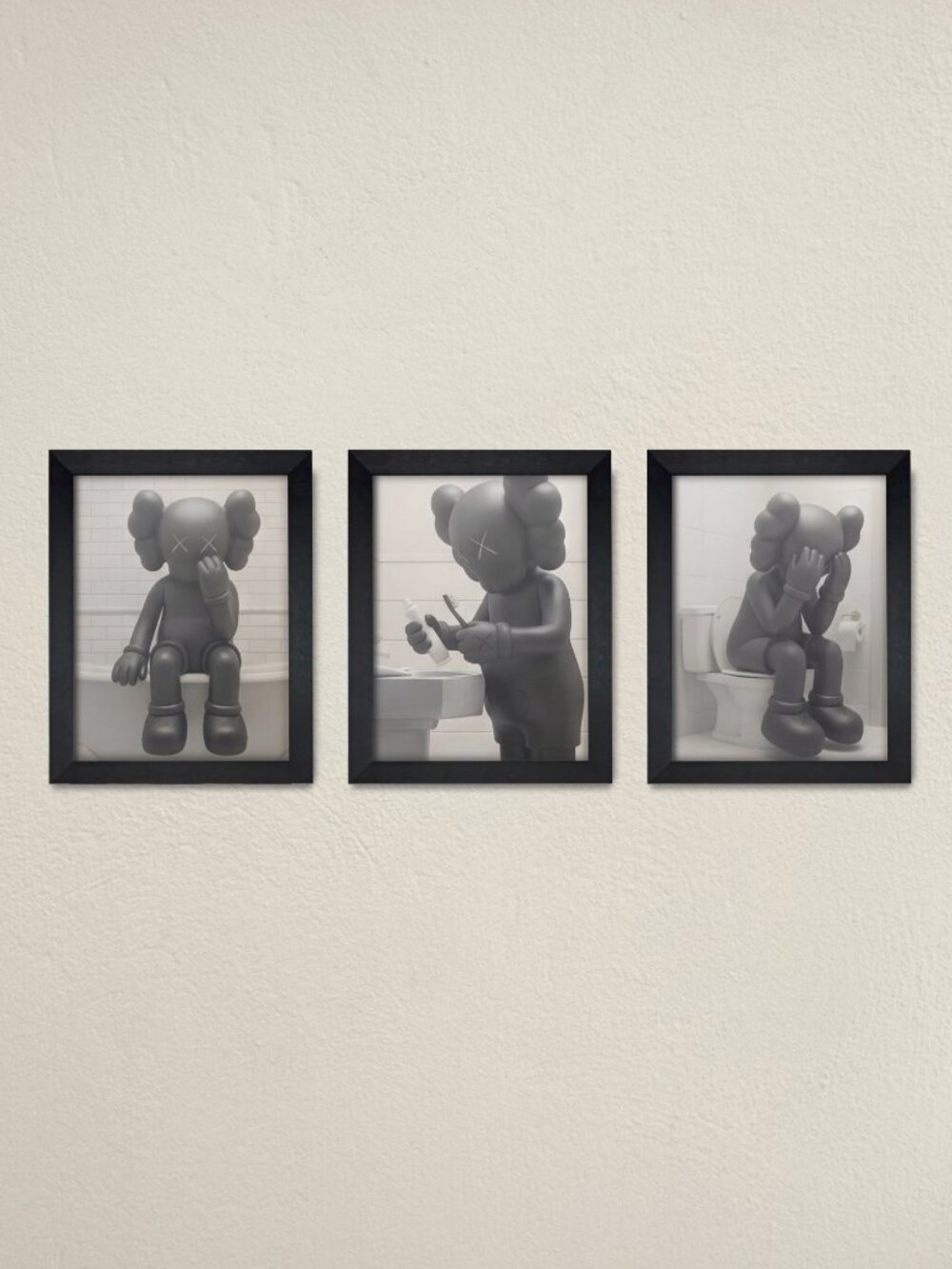 KAWS Framed Bathroom Wall Art